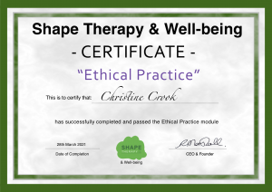 Christie Crooks Ethical Practice Certificate